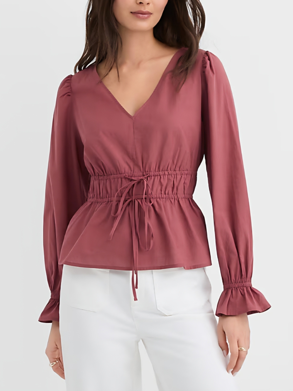 NWT LOFT Tie Waist V-Neck Blouse Size XL (16) in Apple Butter (Rose)